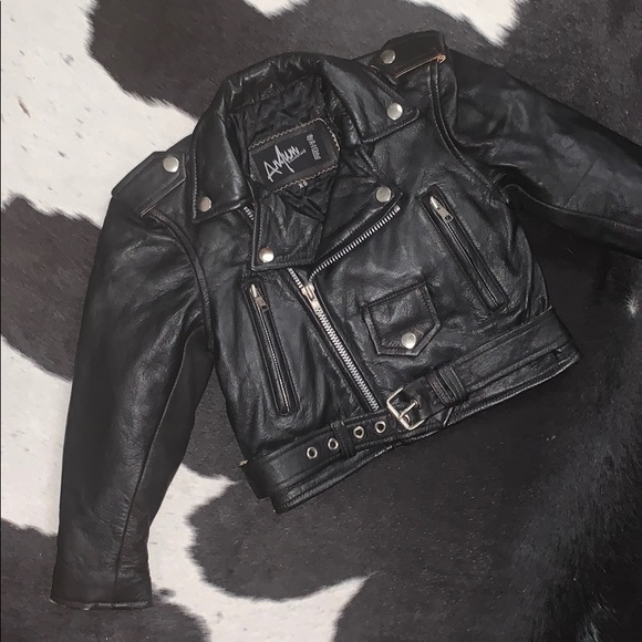 Vintage Other - 3T child size genuine leather moto jacket